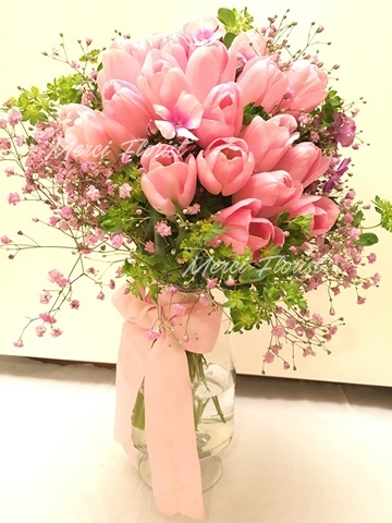 **TP PN04** Pink Tulip Bridal Bouquet