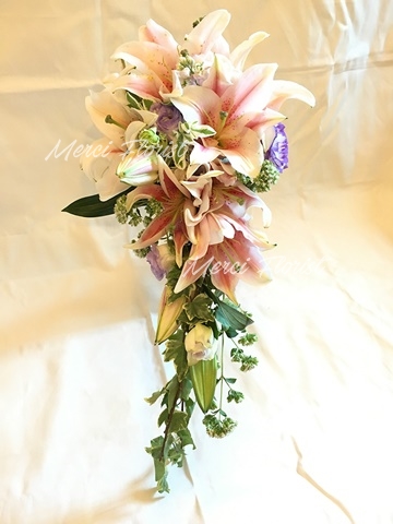 **TLLL PN07** Pink Lily Long Bridal Bouquet