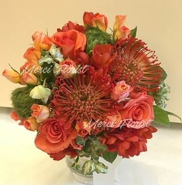 **RSCH OR01** Orange Rose Round Bridal Bouquet
