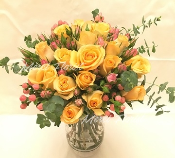 **RS OR03** Orange Rose Pink bean Bridal Bouquet
